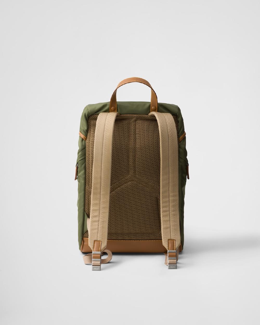 Prada Mochila De Piel Y Re-Nylon