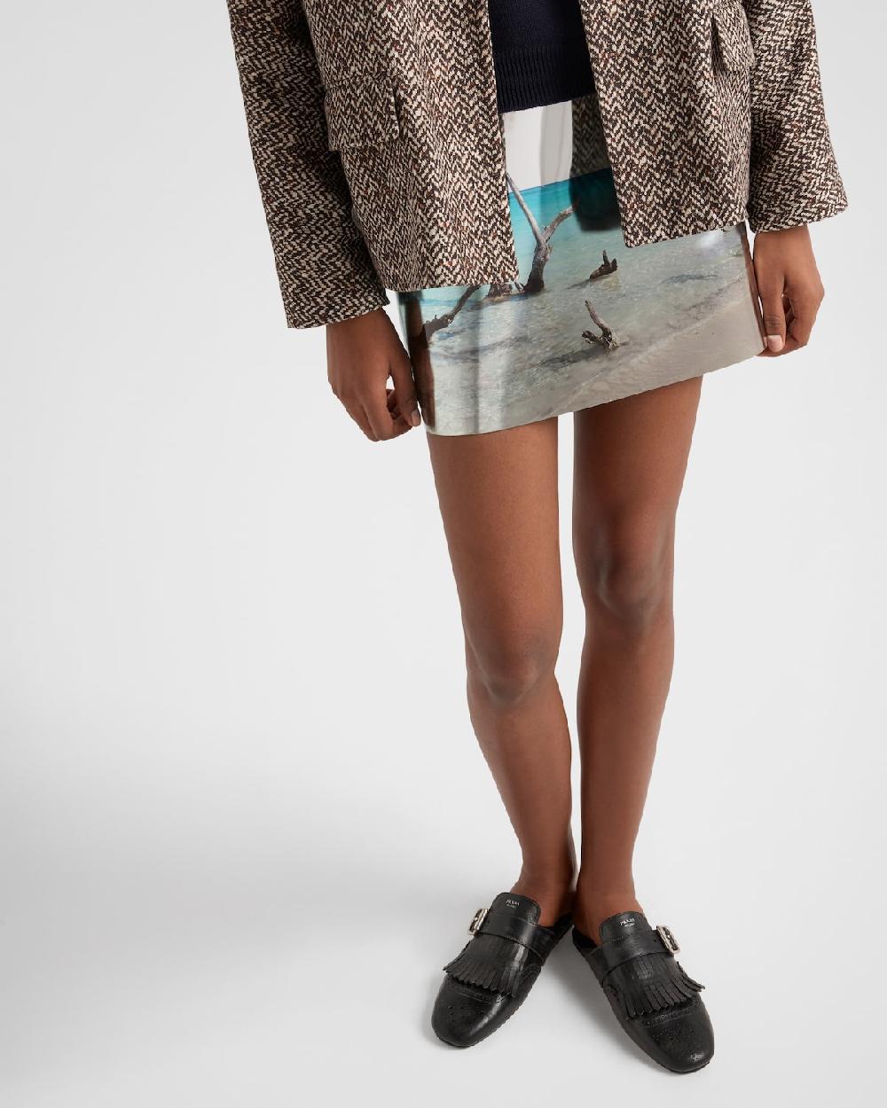 Prada Mules Shuffle De Piel Con Flecos