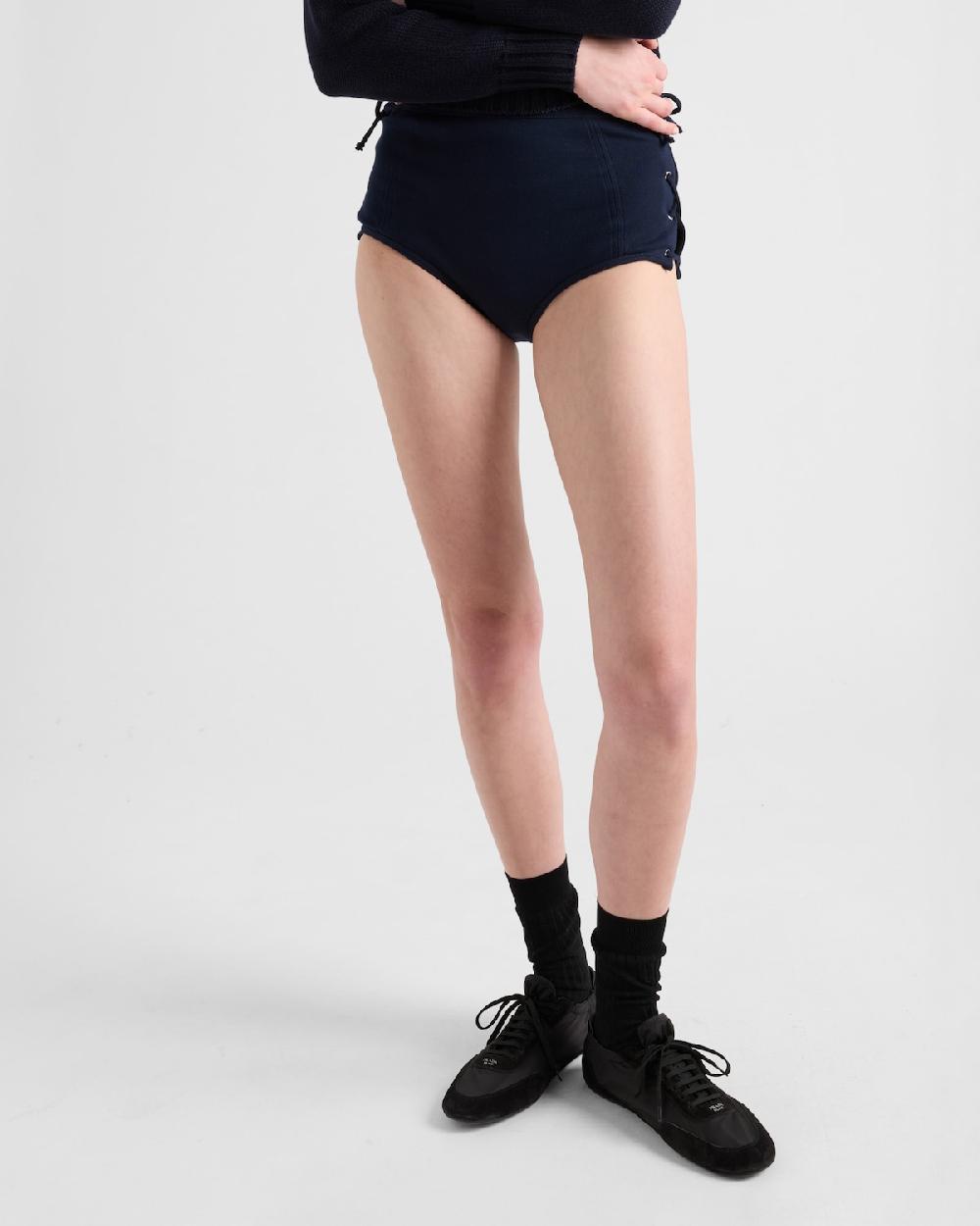 Prada Pantalones Cortos De Algodón Con Cordones