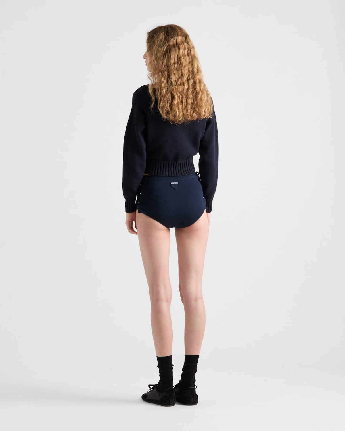 Prada Pantalones Cortos De Algodón Con Cordones