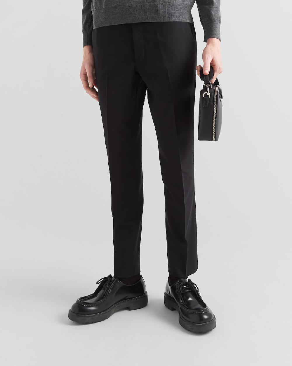 Prada Pantalones De Lana Elástica Ligera