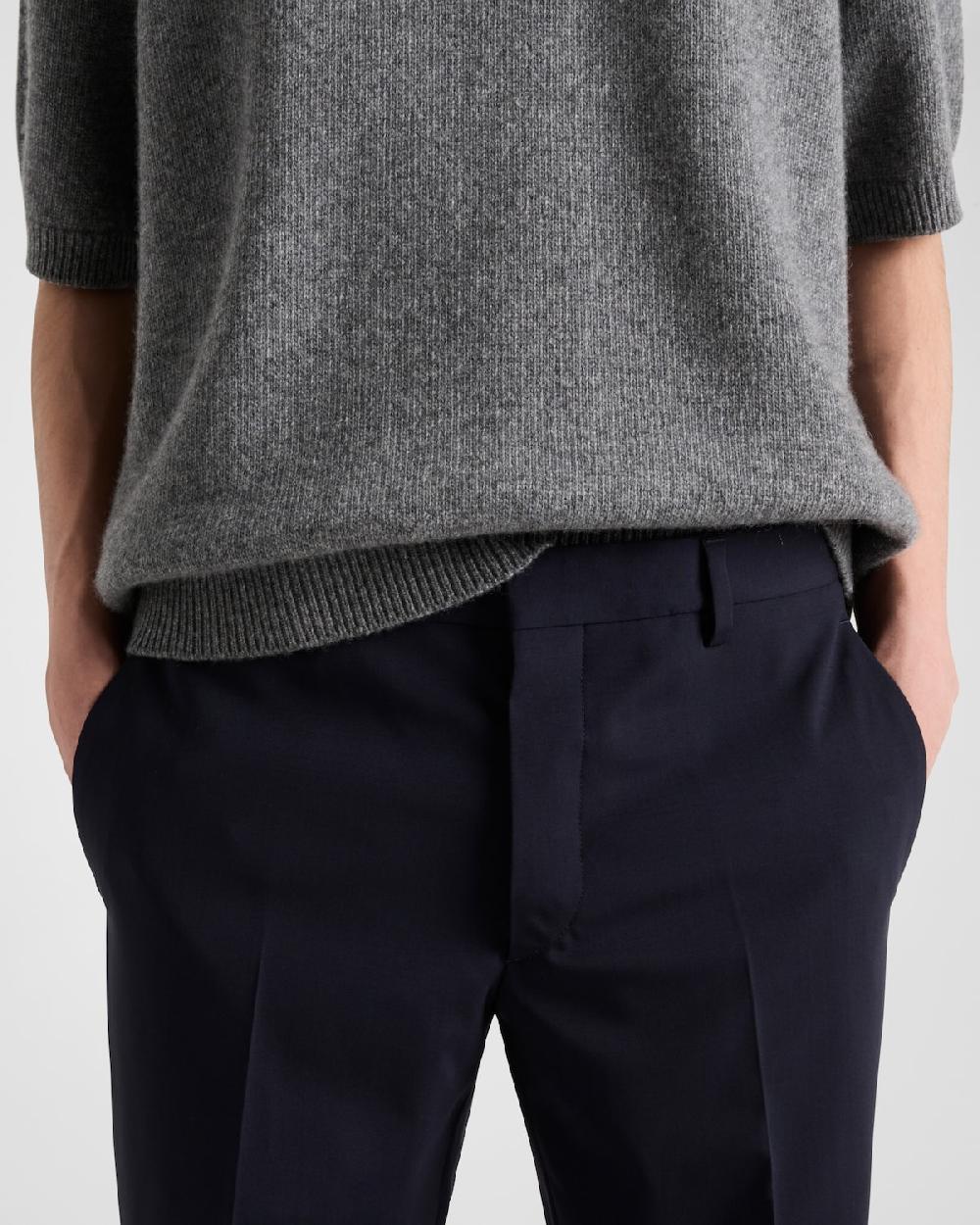 Prada Pantalones De Lana Elástica Ligera