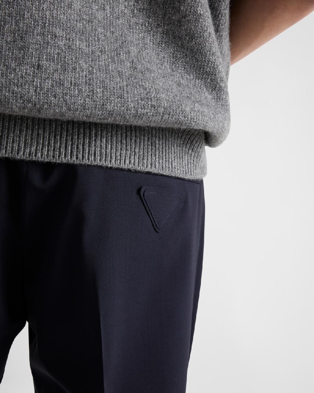 Prada Pantalones De Lana Elástica Ligera