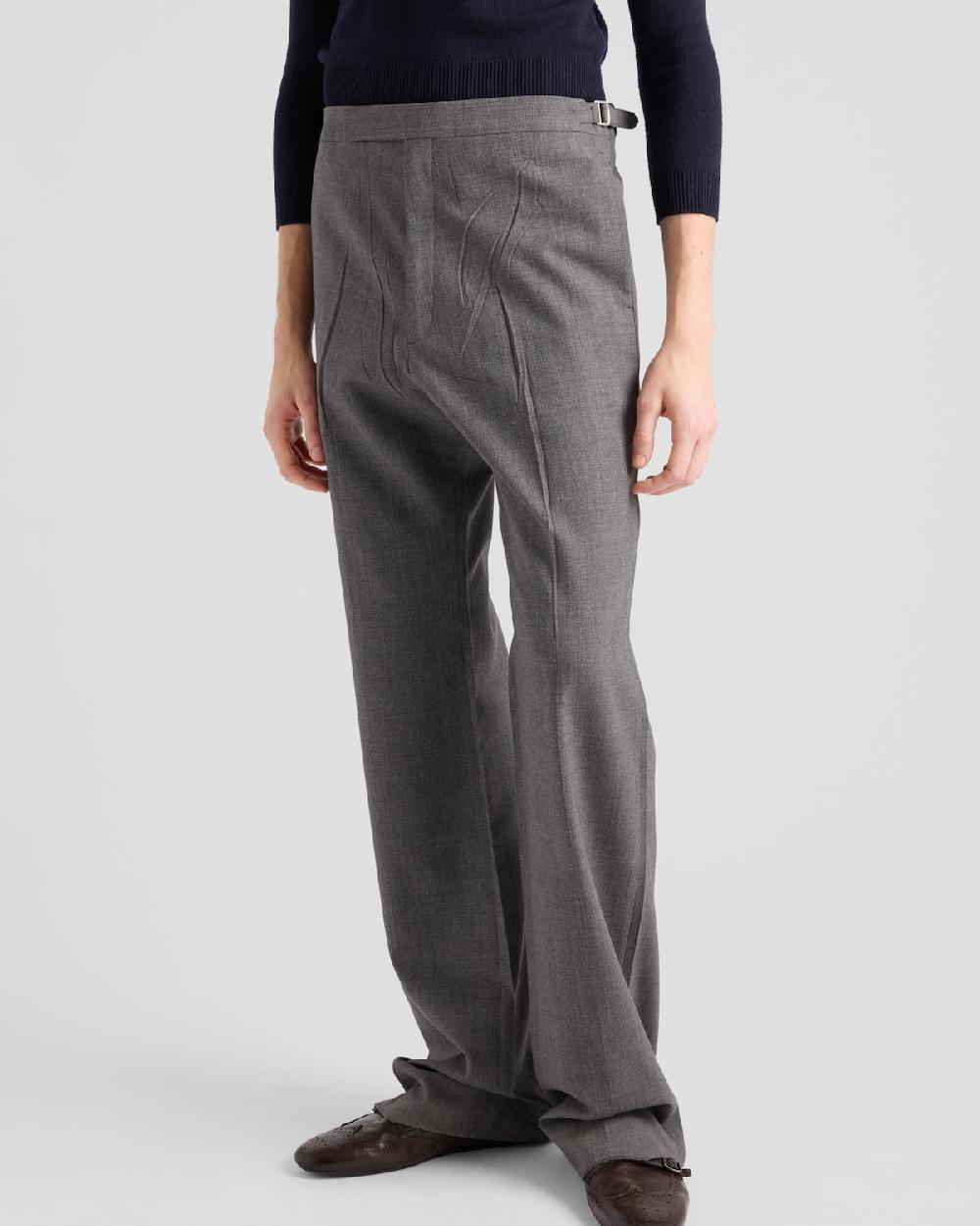 Prada Pantalones De Lana Técnica