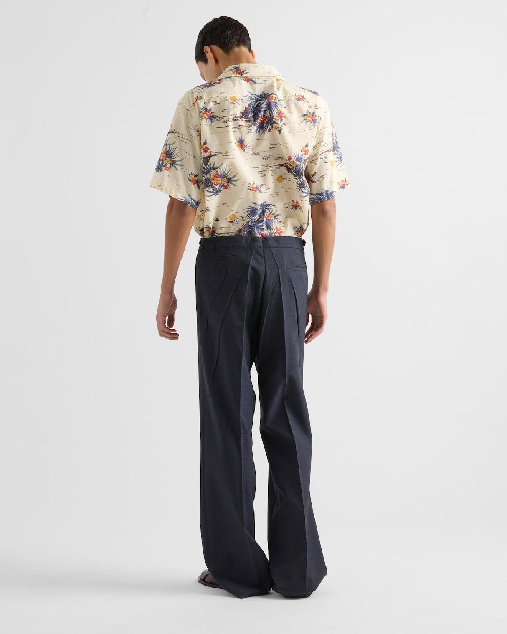 Prada Pantalones De Lana Técnica