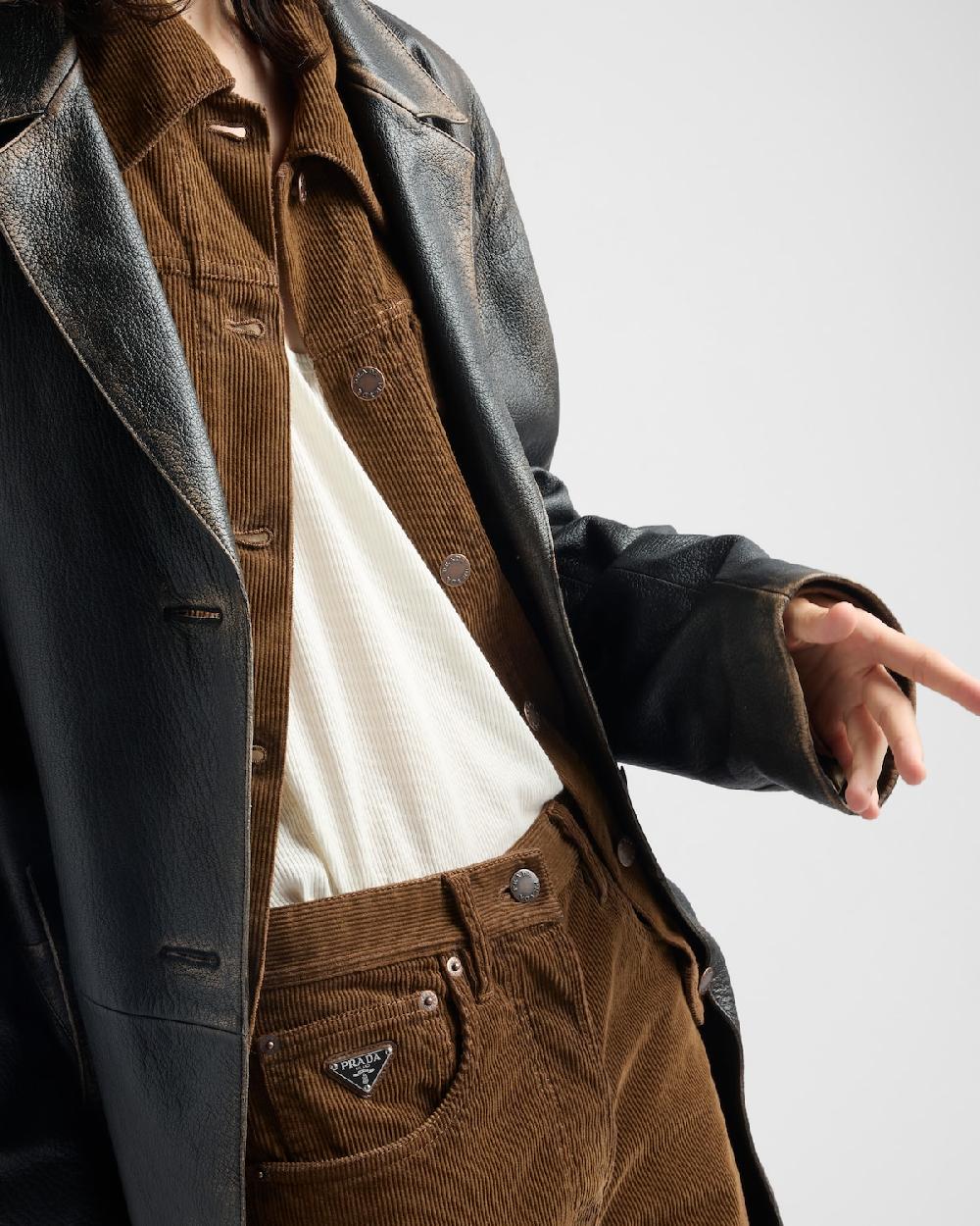 Prada Pantalones De Pana Con Pernera Ancha