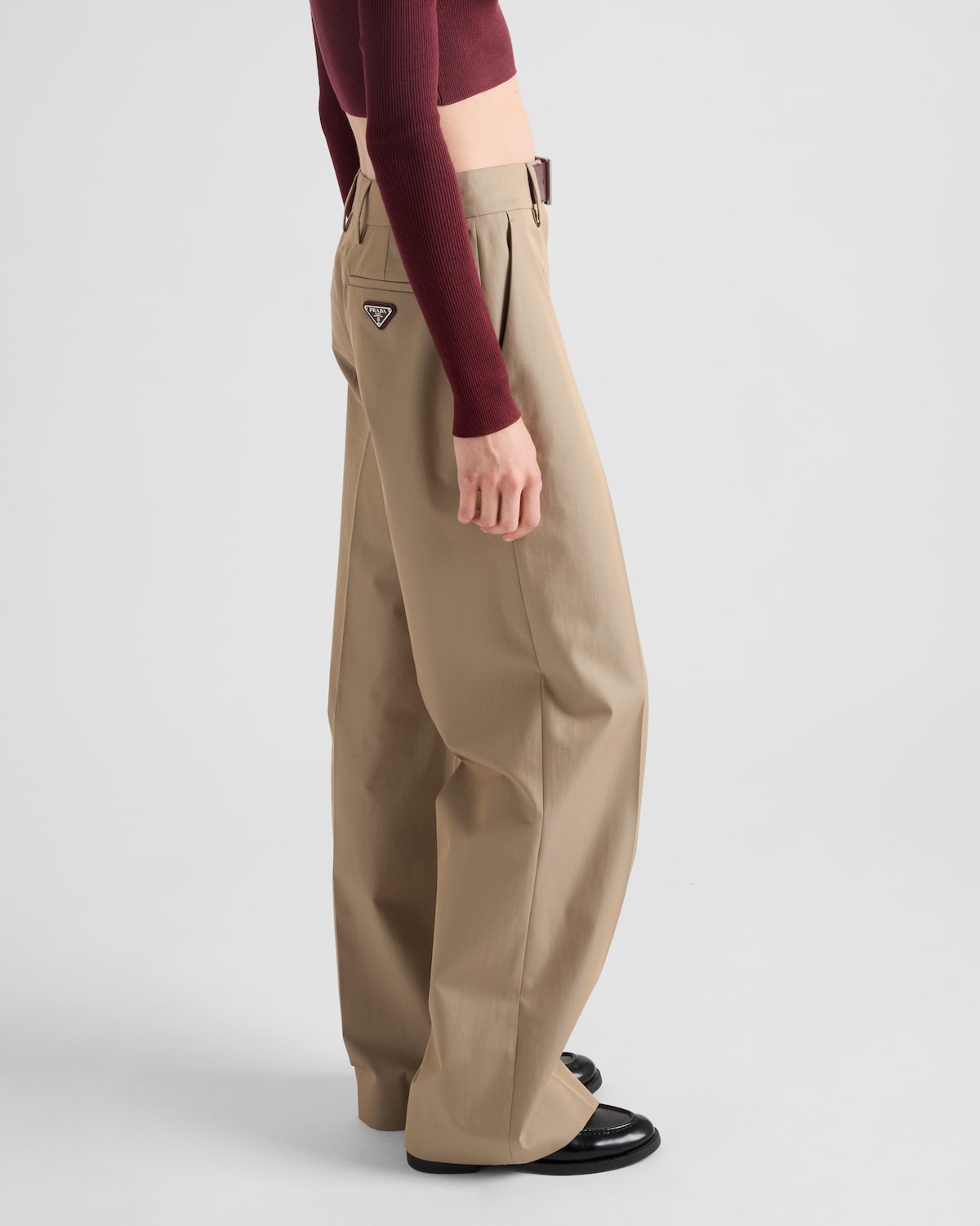 Prada Pantalones De Sarga Con Cinturón De Piel