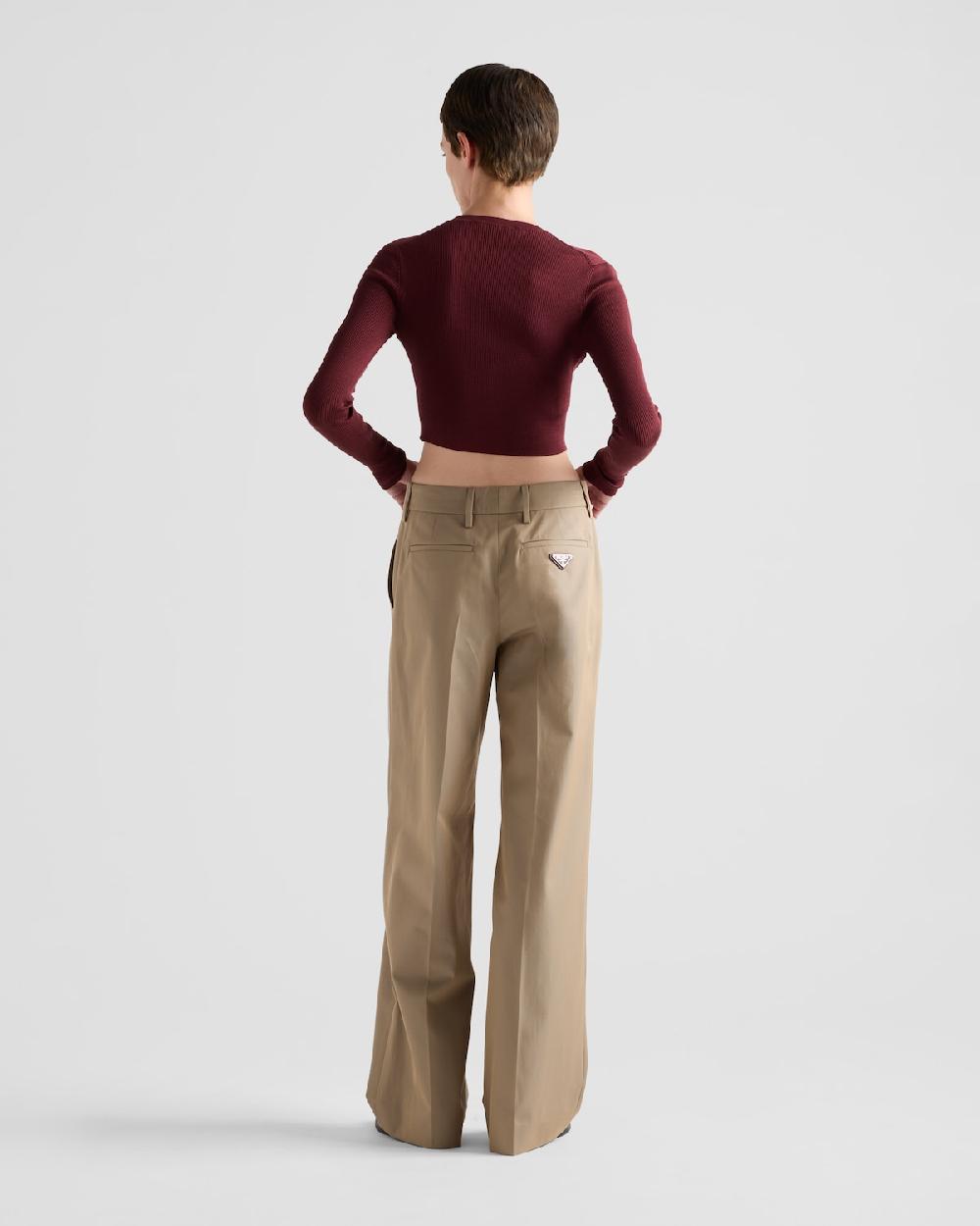 Prada Pantalones De Sarga Con Cinturón De Piel