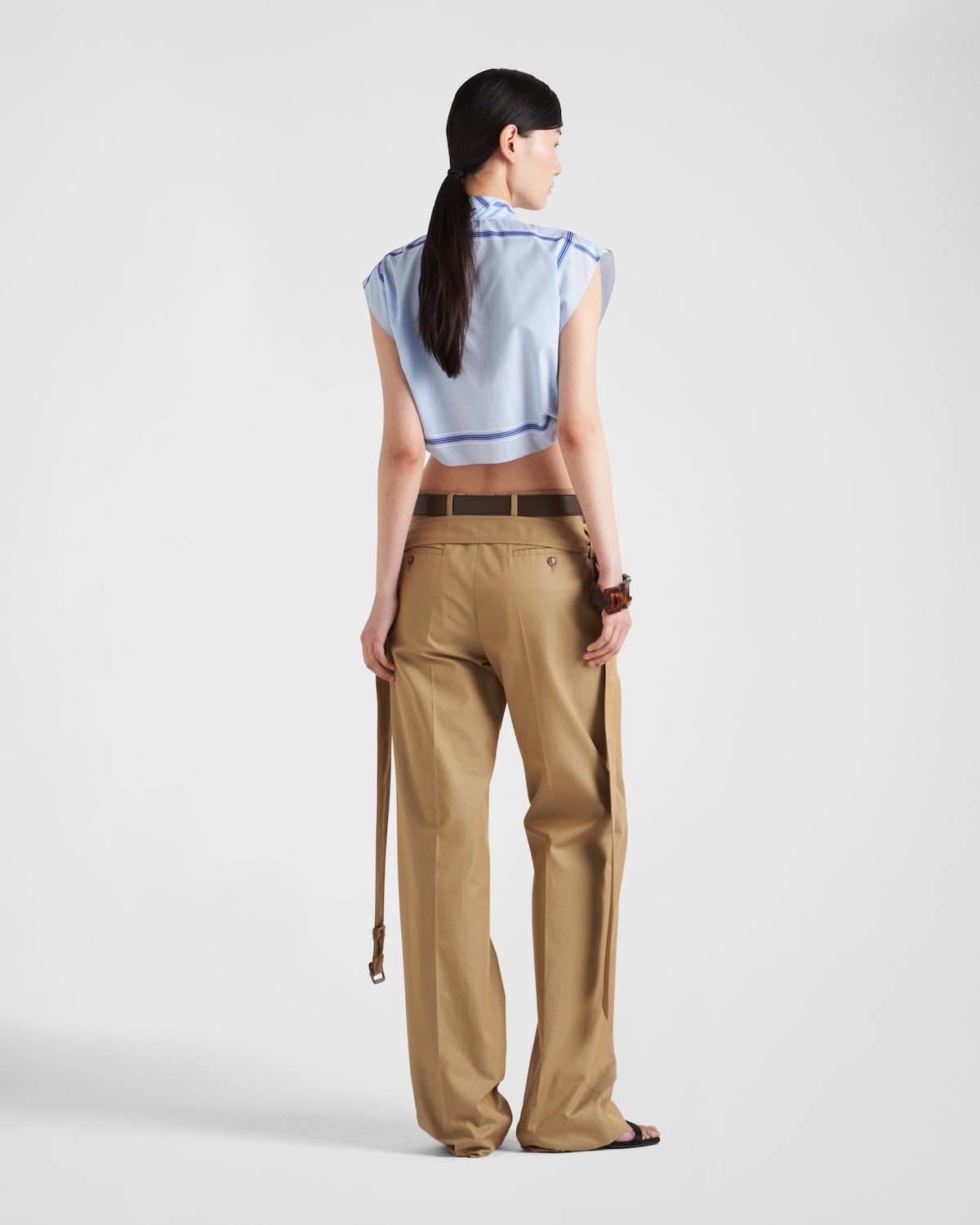 Prada Pantalones De Sarga De Algodón