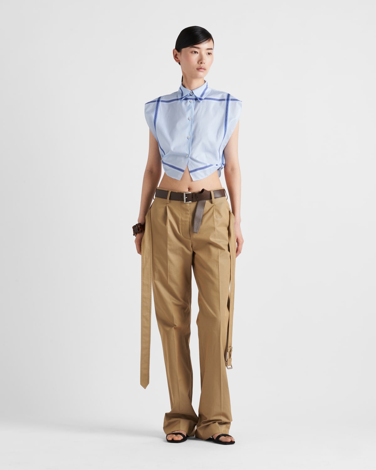 Prada Pantalones de sarga de algodón