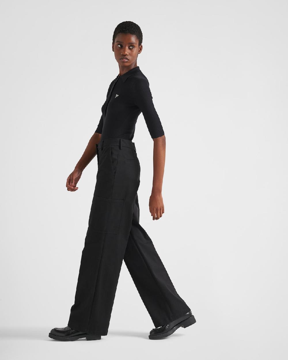Prada Pantalones De Tejido Gabardina Elástico