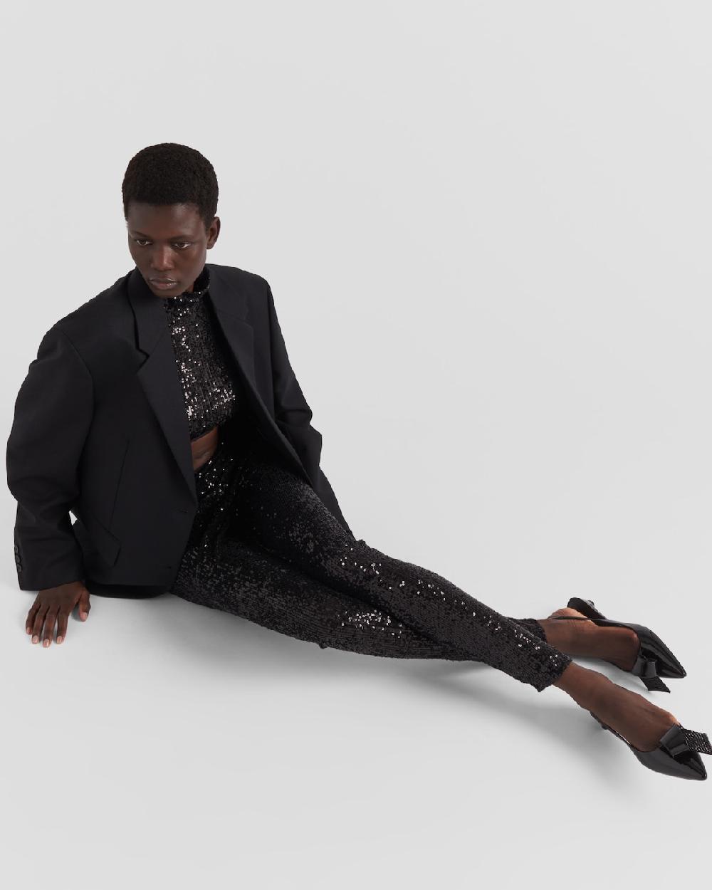 Prada Pantalones Elásticos De Lentejuelas