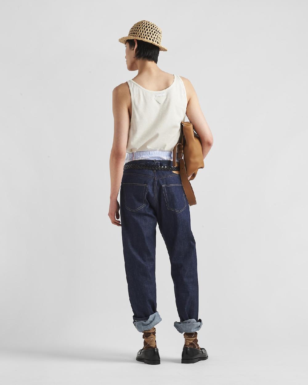 Prada Pantalones Vaqueros Rectos Con Orillo