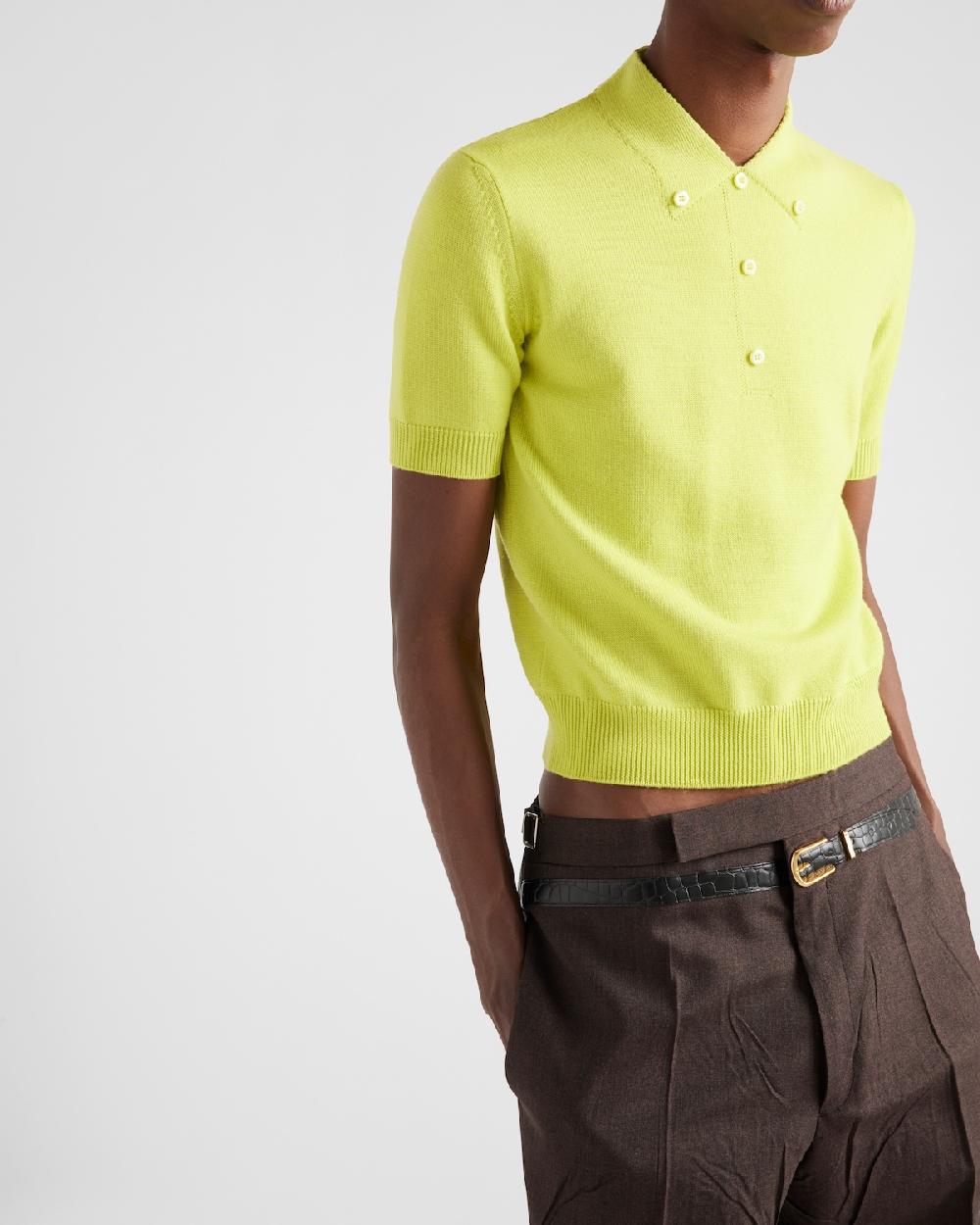 Prada Polo De Lana De Manga Corta