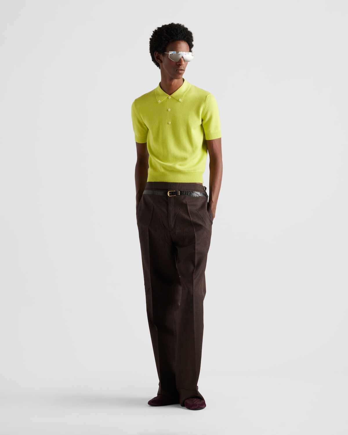 Prada Polo de lana de manga corta