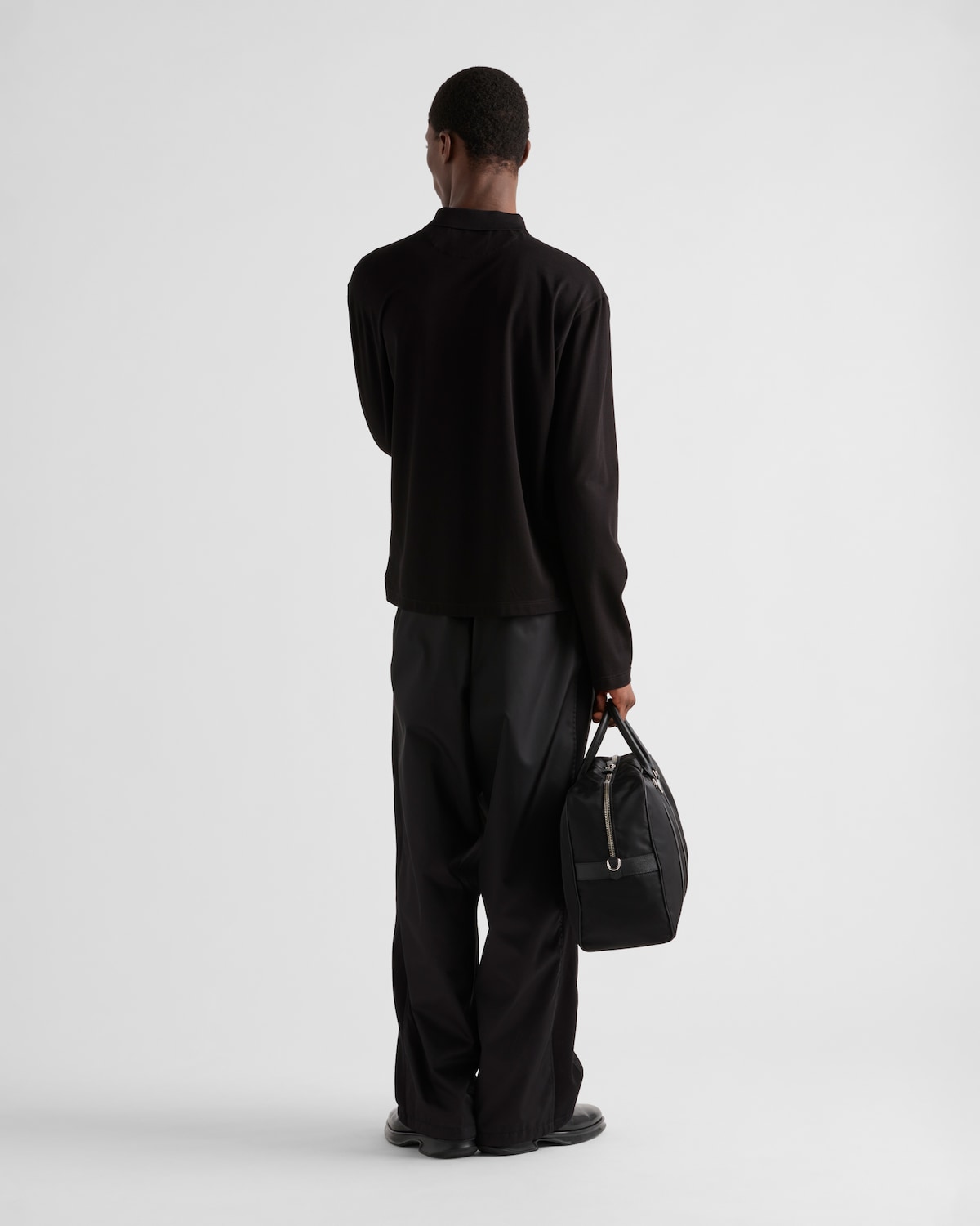 Prada Polo De Manga Larga De Piqué Y Re-Nylon