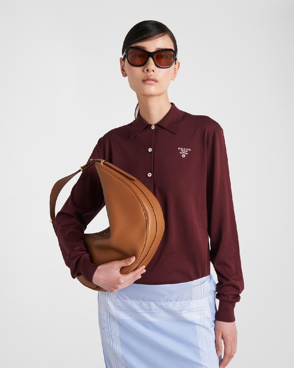 Prada Polo De Manga Larga De Seda