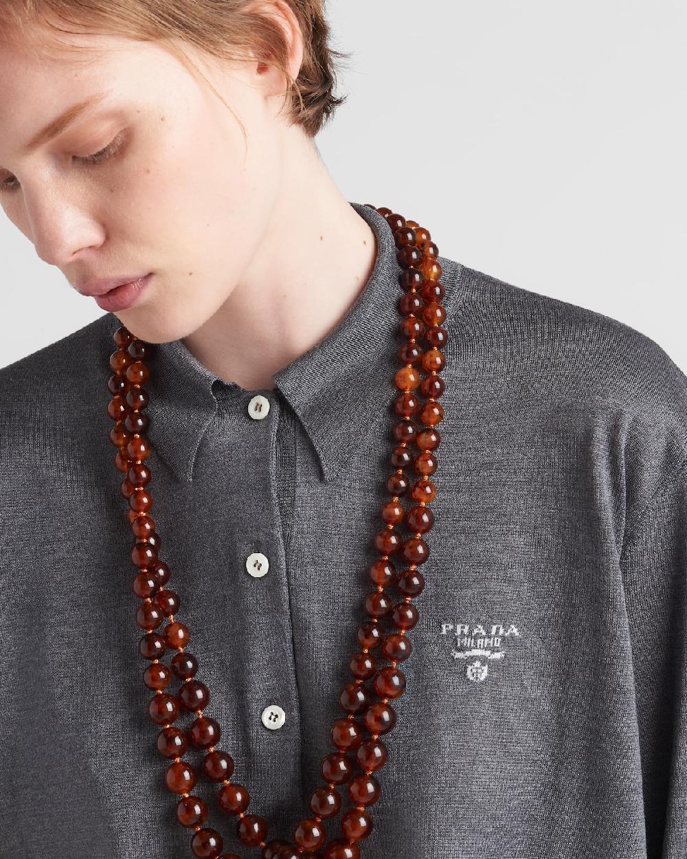 Prada Polo De Manga Larga De Seda