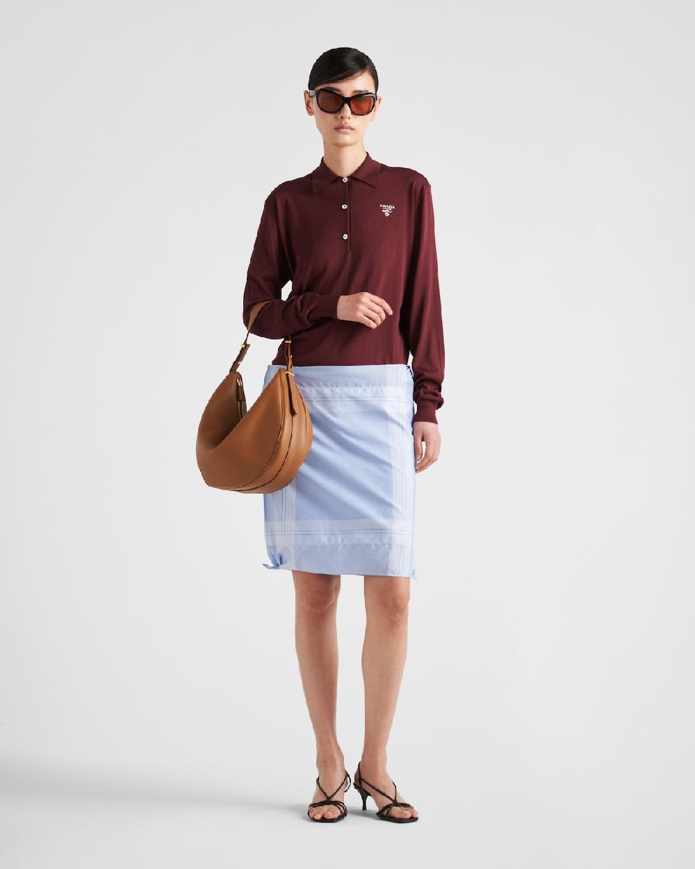 Prada Polo de manga larga de seda