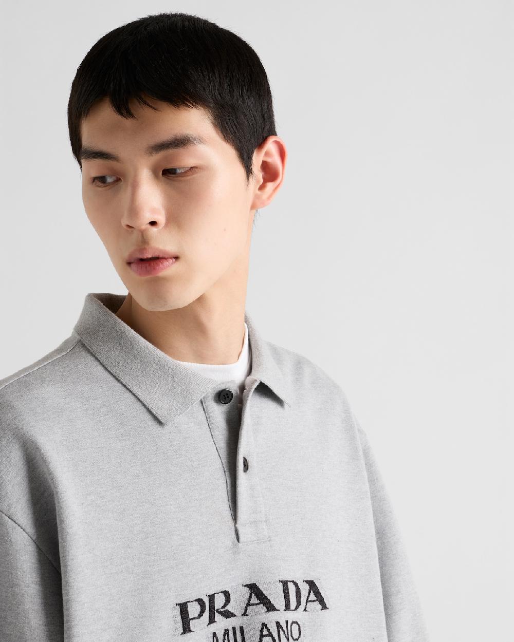 Prada Polo De Manga Larga En Algodón