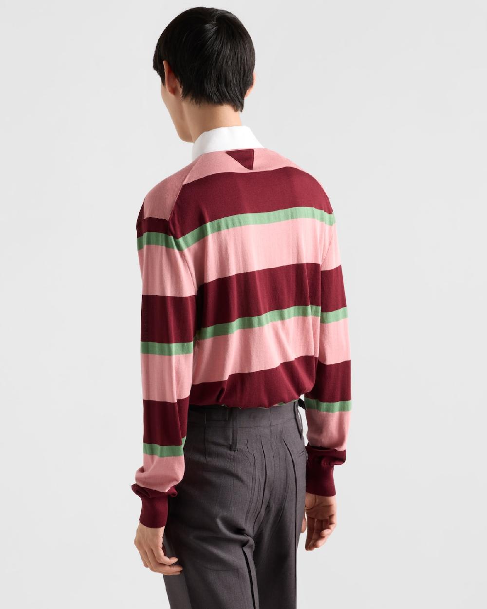 Prada Polo De Seda Y Algodón A Rayas