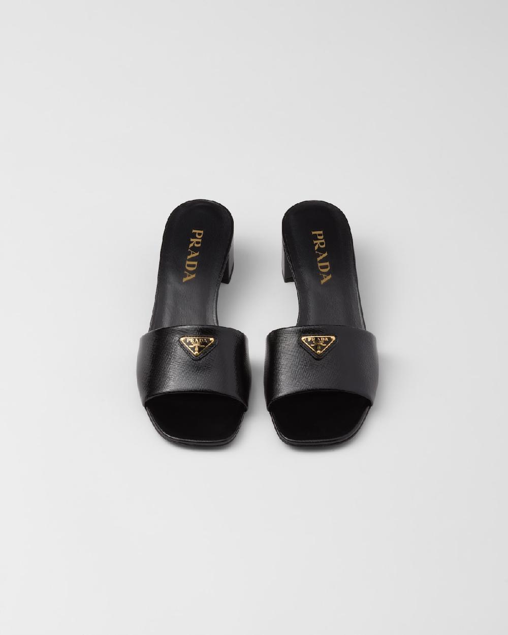 Prada  Sandalias De Charol En Piel Saffiano