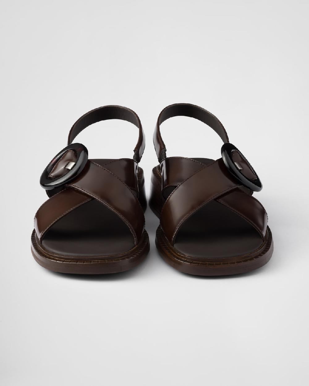 Prada Sandalias De Piel Cepillada Con Hebilla