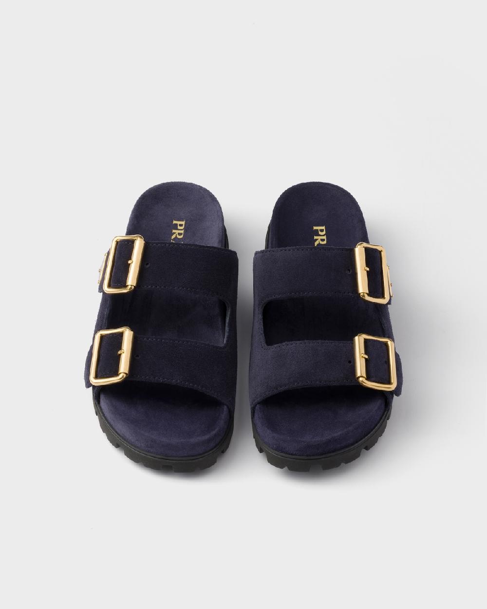 Prada Sandalias Planas Con Tira De Ante