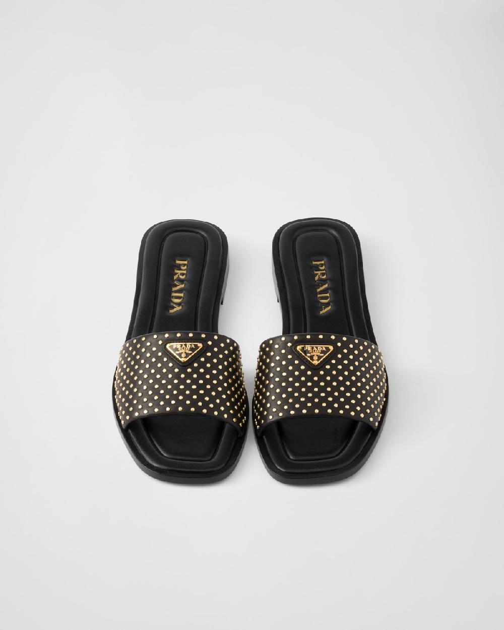 Prada Sandalias Planas De Piel De Napa