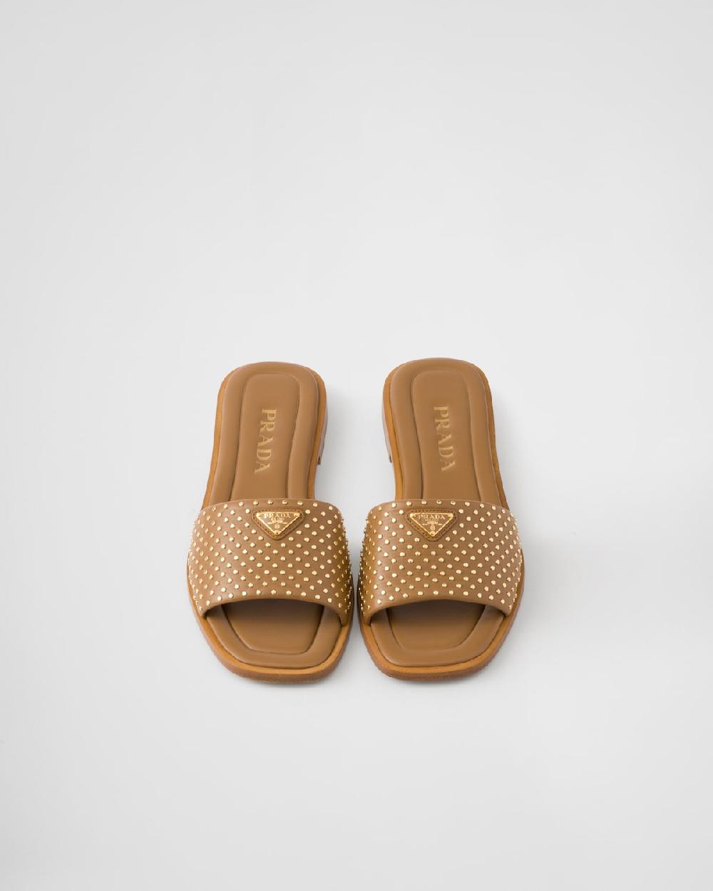 Prada Sandalias Planas De Piel De Napa