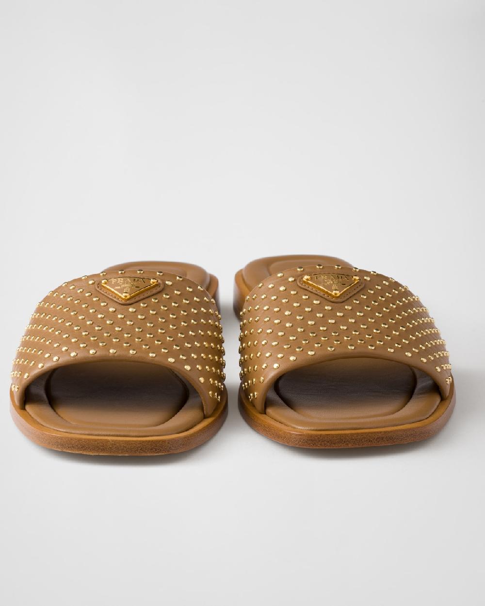 Prada Sandalias Planas De Piel De Napa