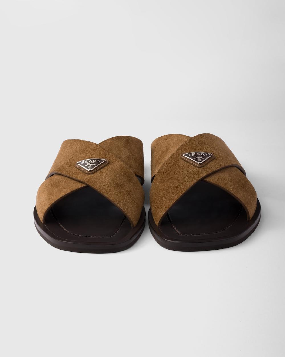 Prada Sandalias Planas Trenzadas De Ante