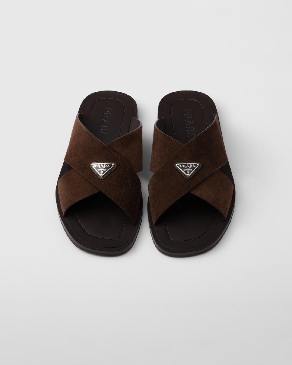 Prada Sandalias Planas Trenzadas De Ante