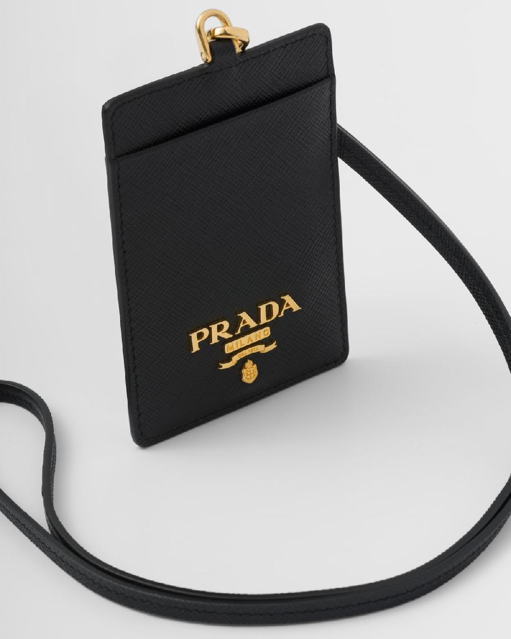 Prada Soporte con insignia de piel