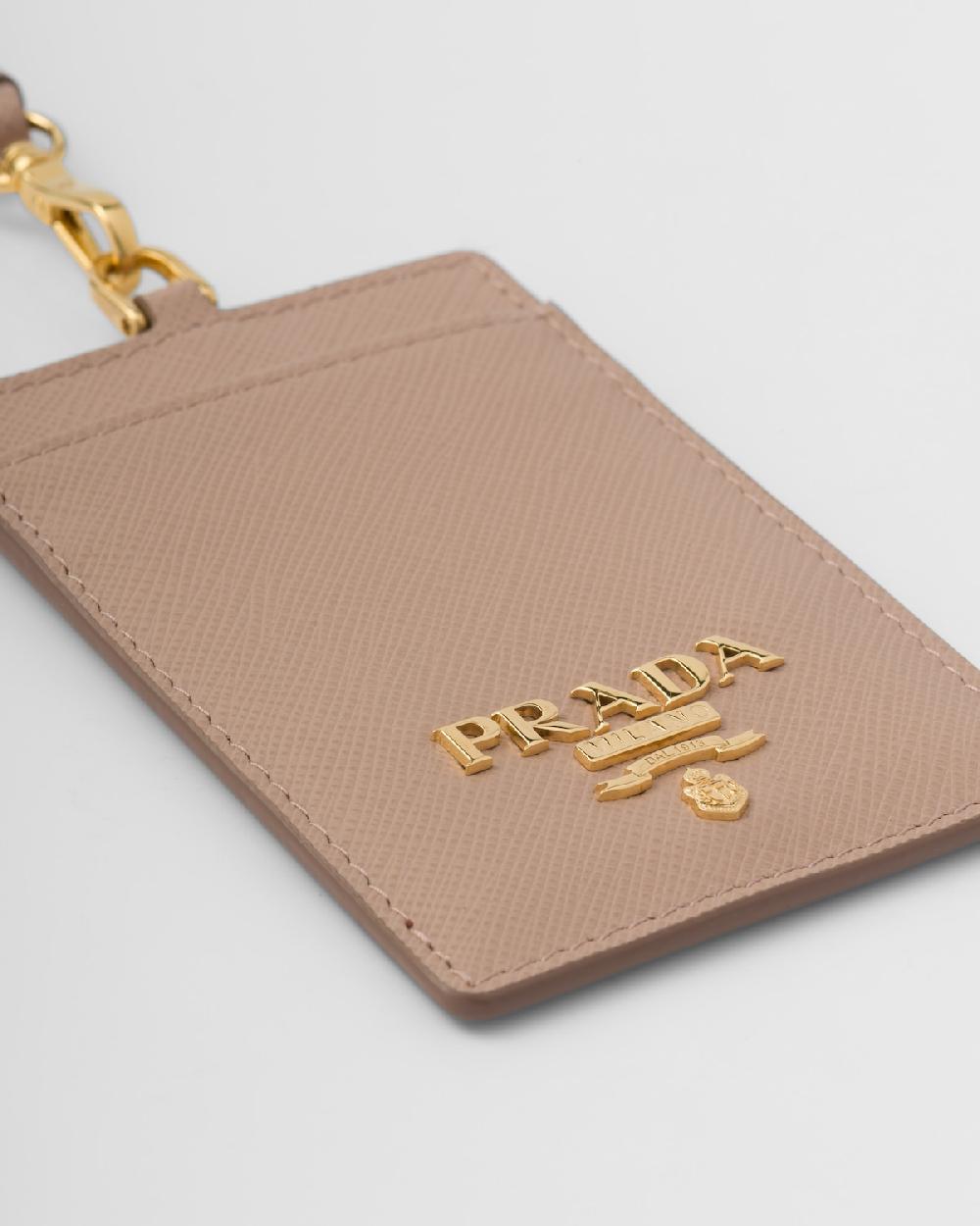 Prada Soporte con insignia de piel