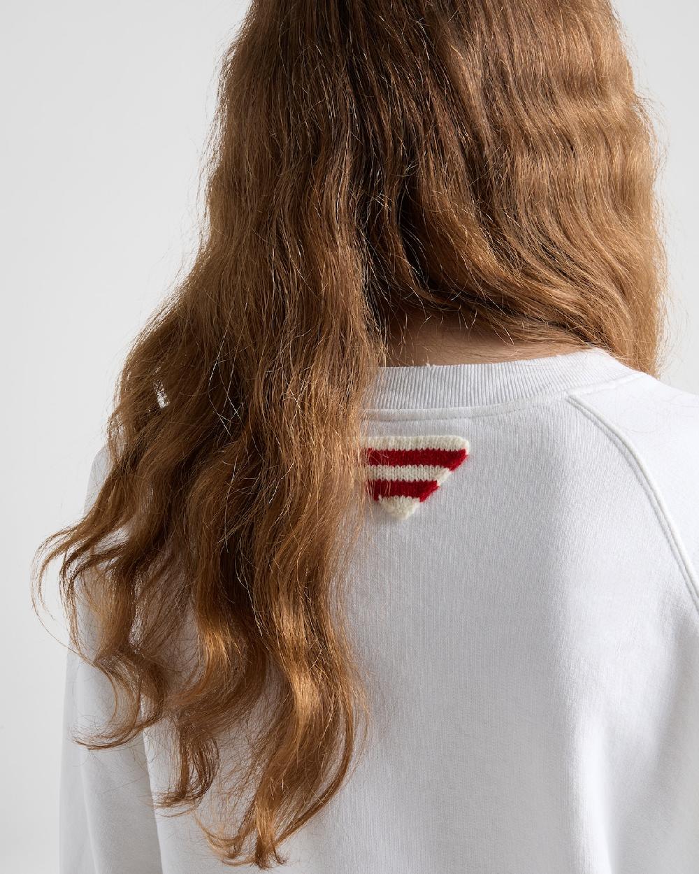 Prada Sudadera De Algodón Con Cuello Redondo