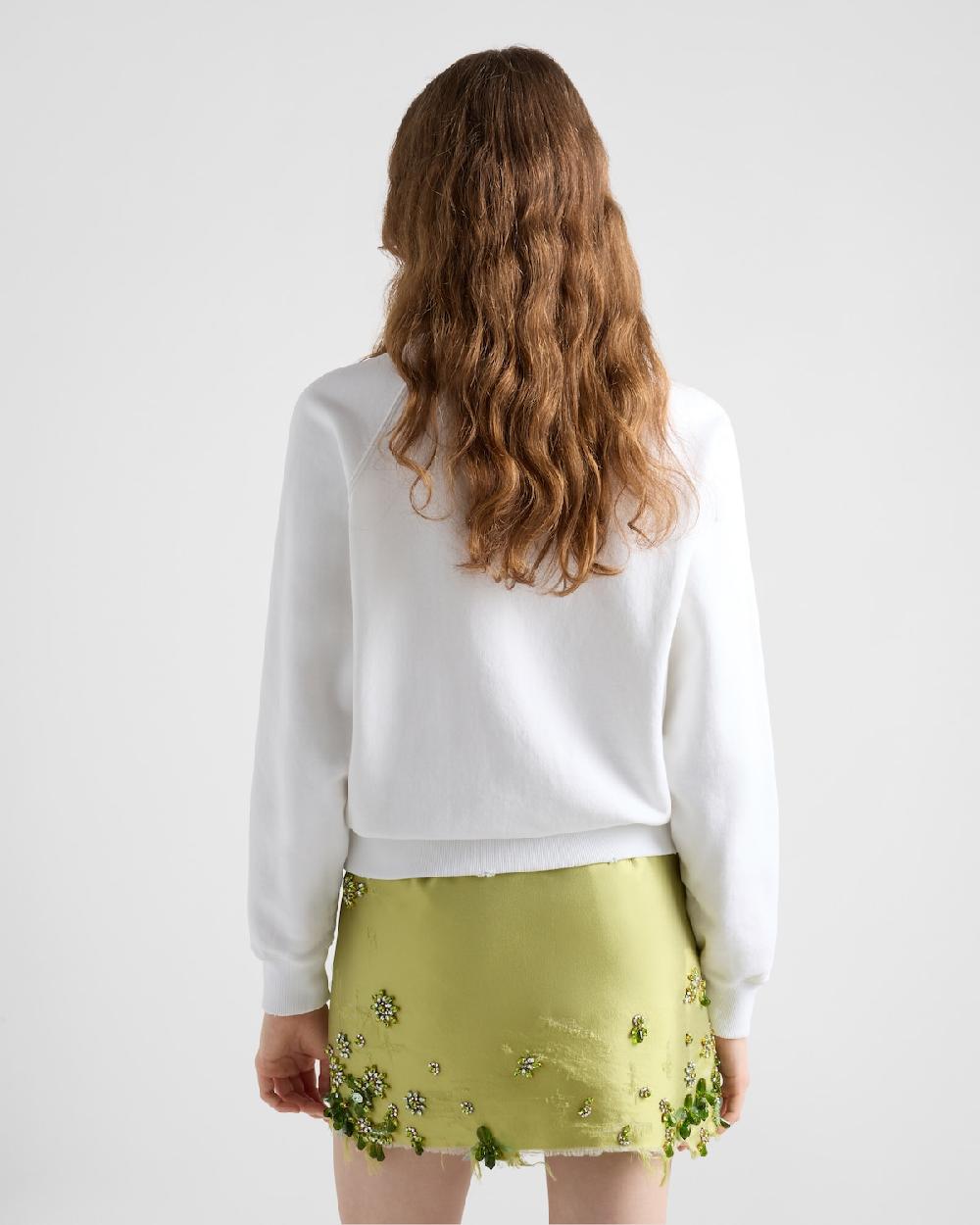 Prada Sudadera De Algodón Con Cuello Redondo