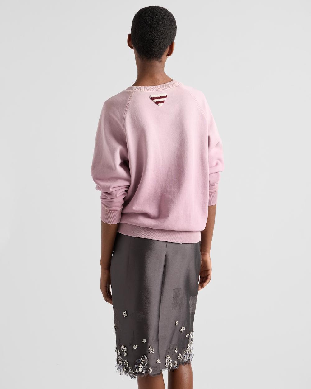 Prada Sudadera De Algodón Con Cuello Redondo