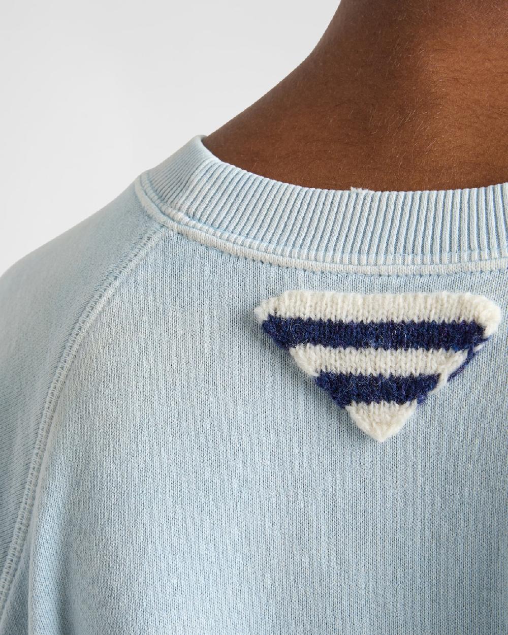 Prada Sudadera De Algodón Con Cuello Redondo