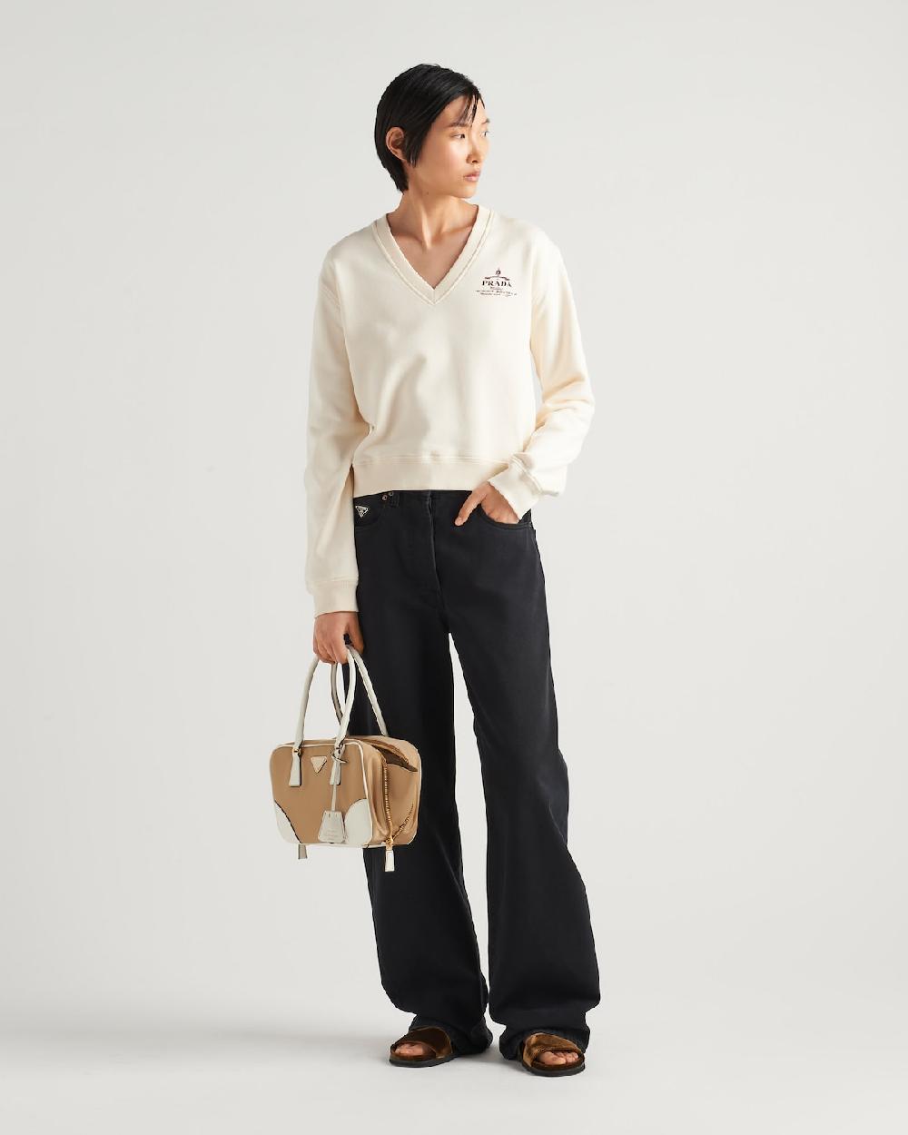 Prada Sudadera de algodón de cuello en pico