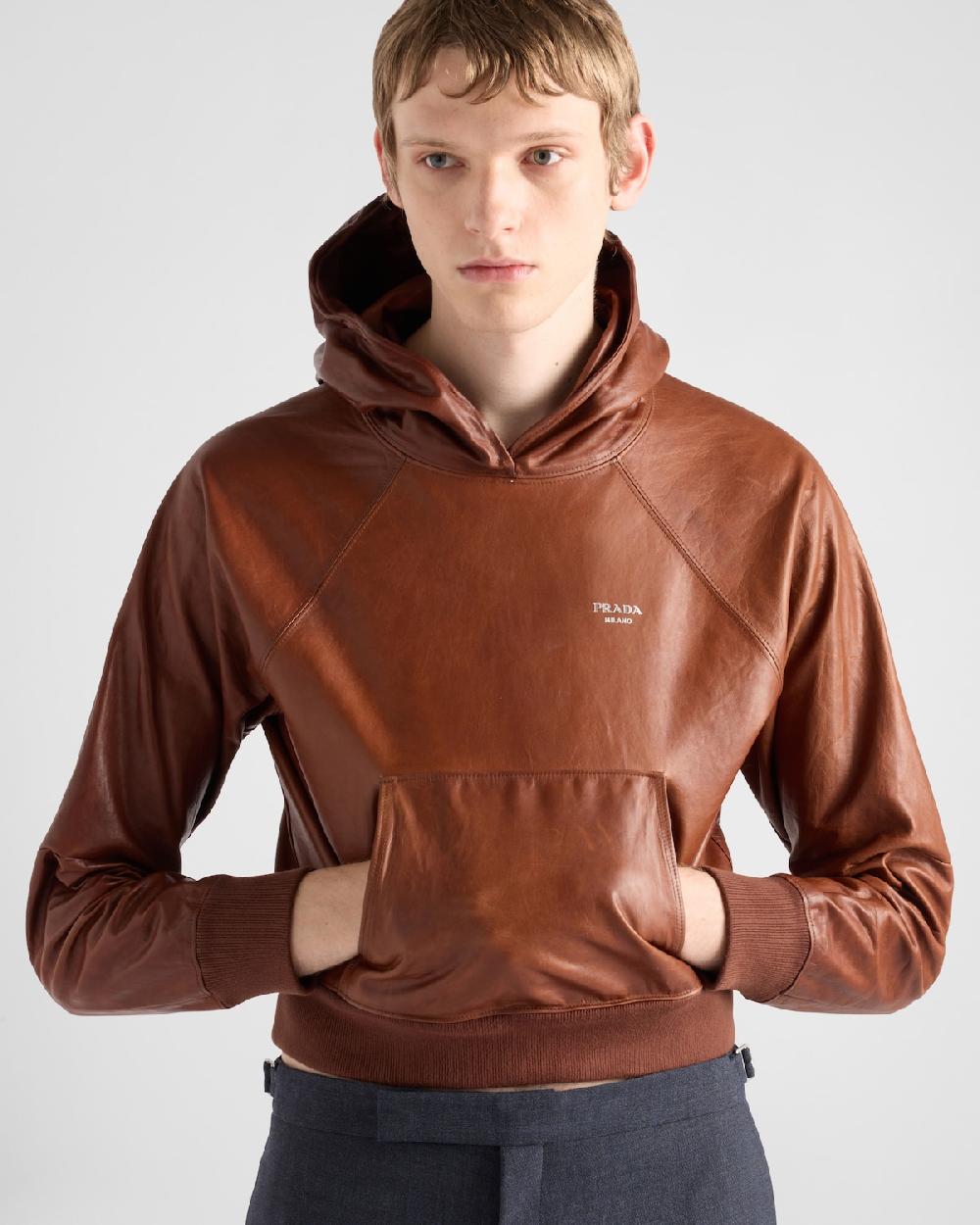 Prada Sudadera De Piel Con Capucha