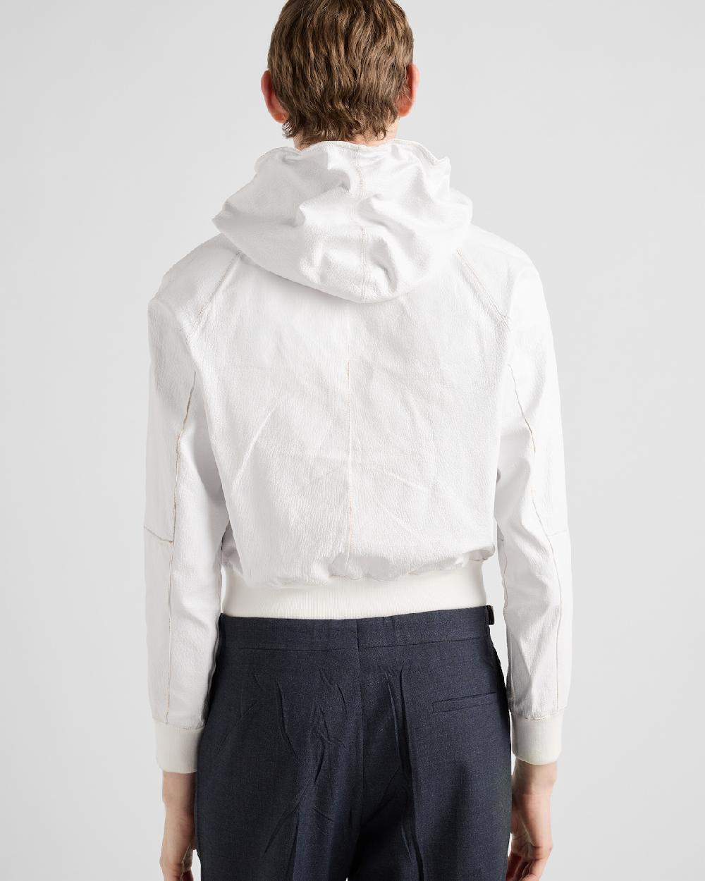 Prada Sudadera De Piel Con Capucha Y Cremallera