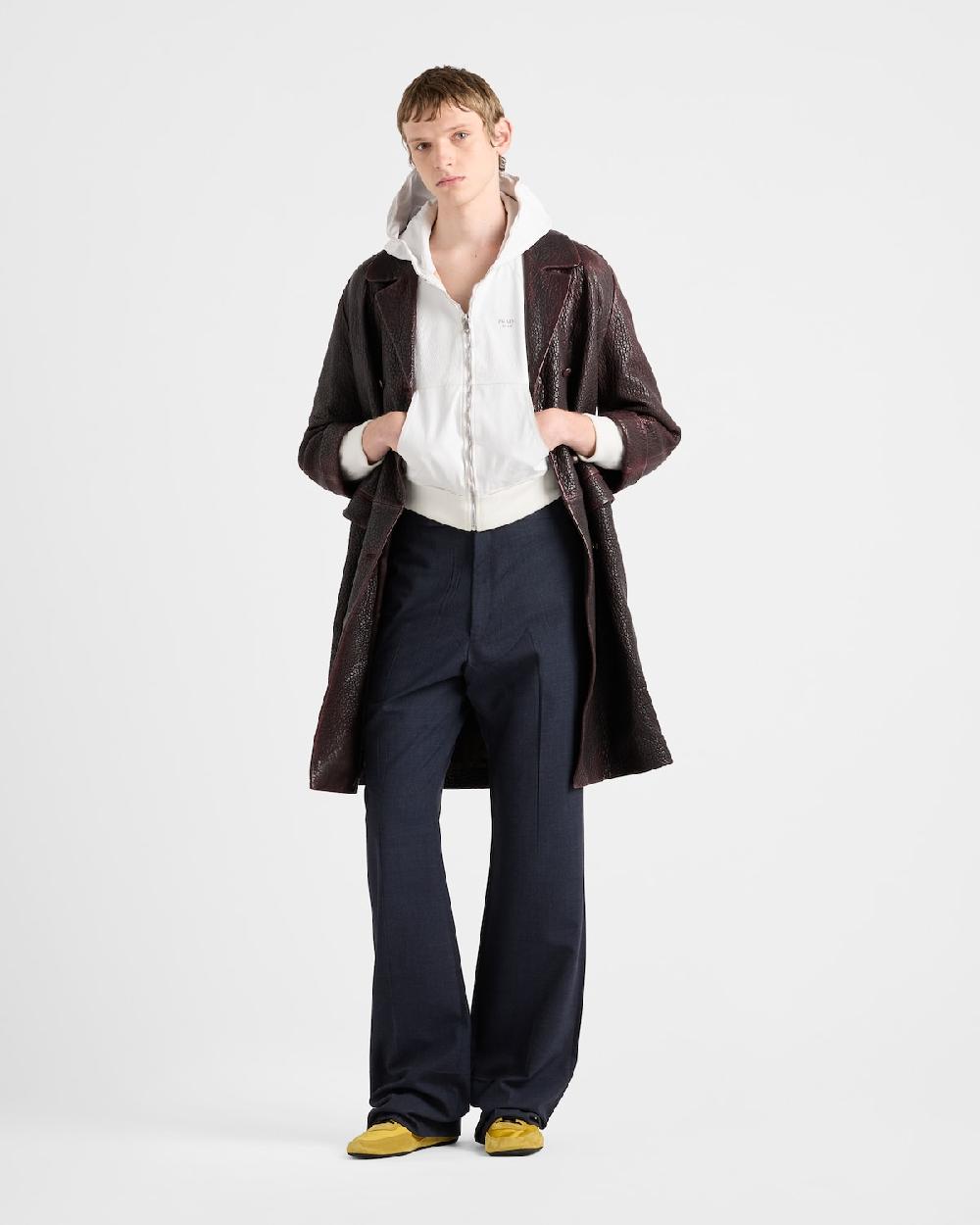 Prada Sudadera de piel con capucha y cremallera