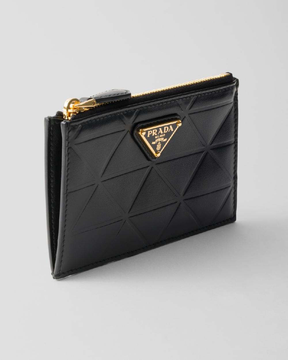 Prada Tarjetero de piel con motivo de triángulos