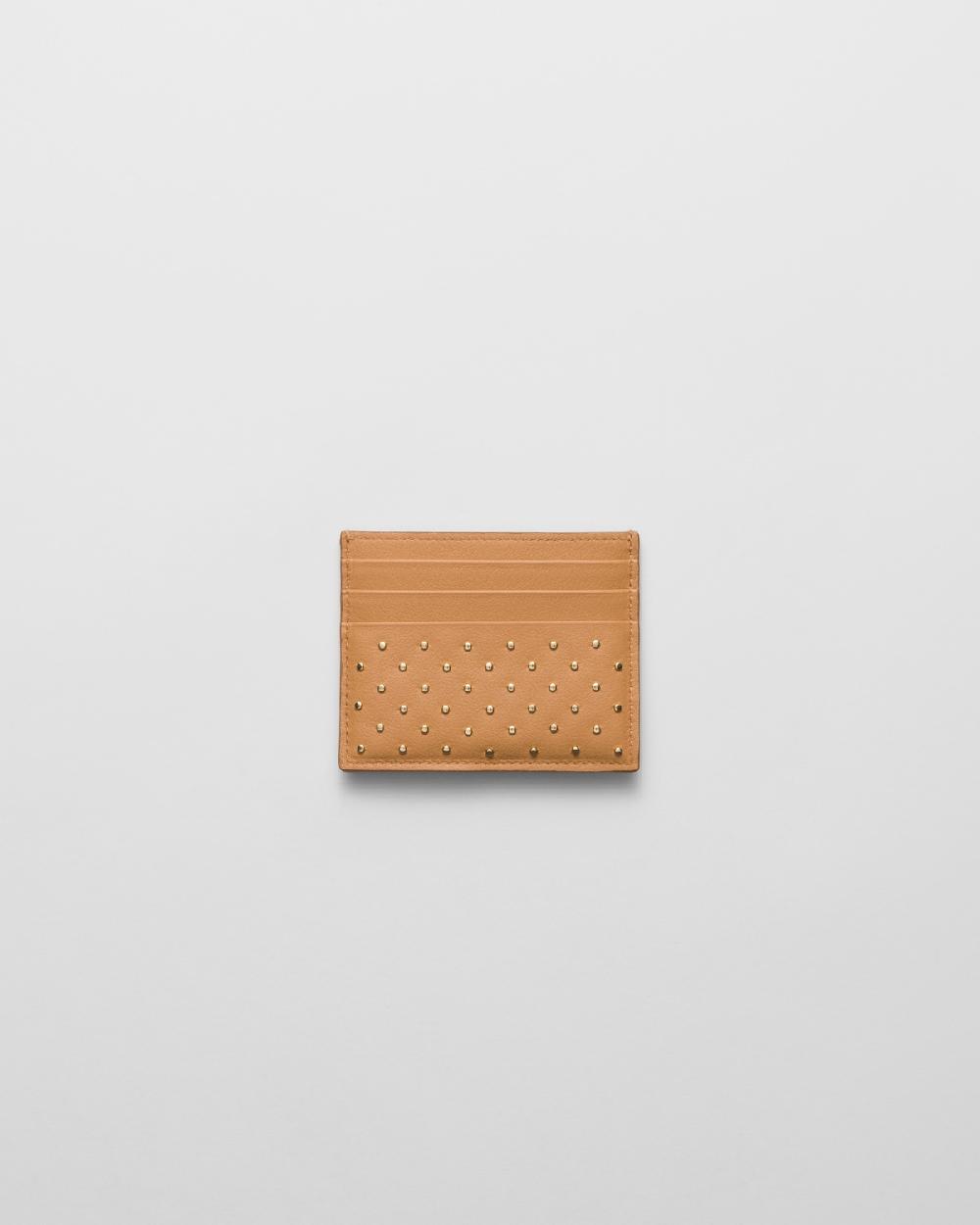 Prada Tarjetero De Piel Con Tachuelas