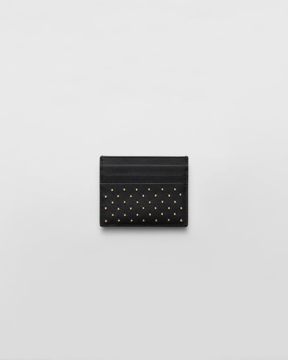 Prada Tarjetero De Piel Con Tachuelas