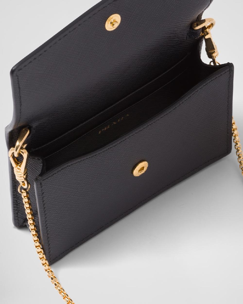 Prada Tarjetero De Piel Saffiano Con Bandolera