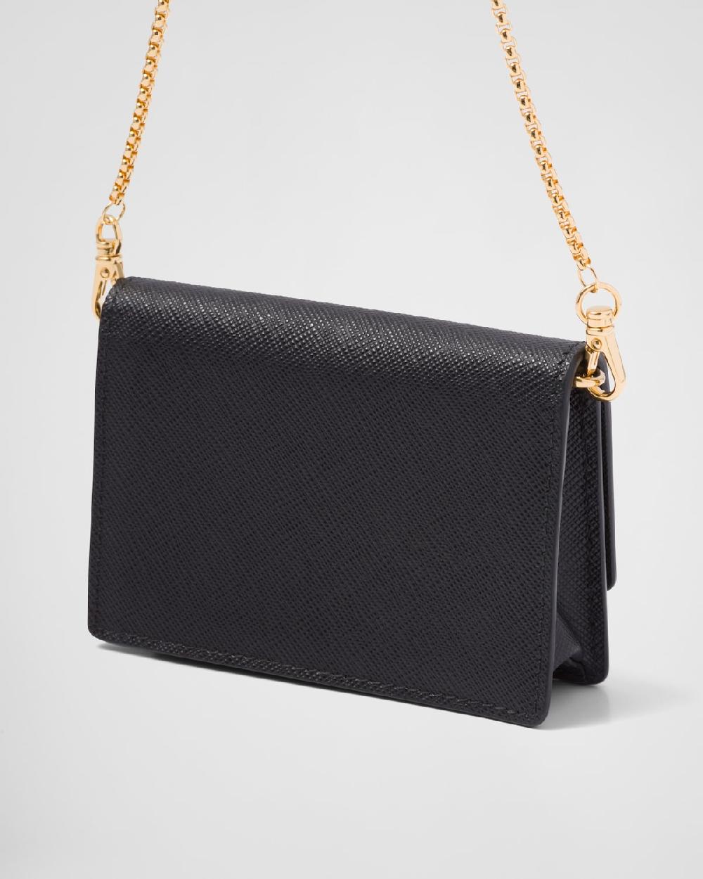 Prada Tarjetero De Piel Saffiano Con Bandolera