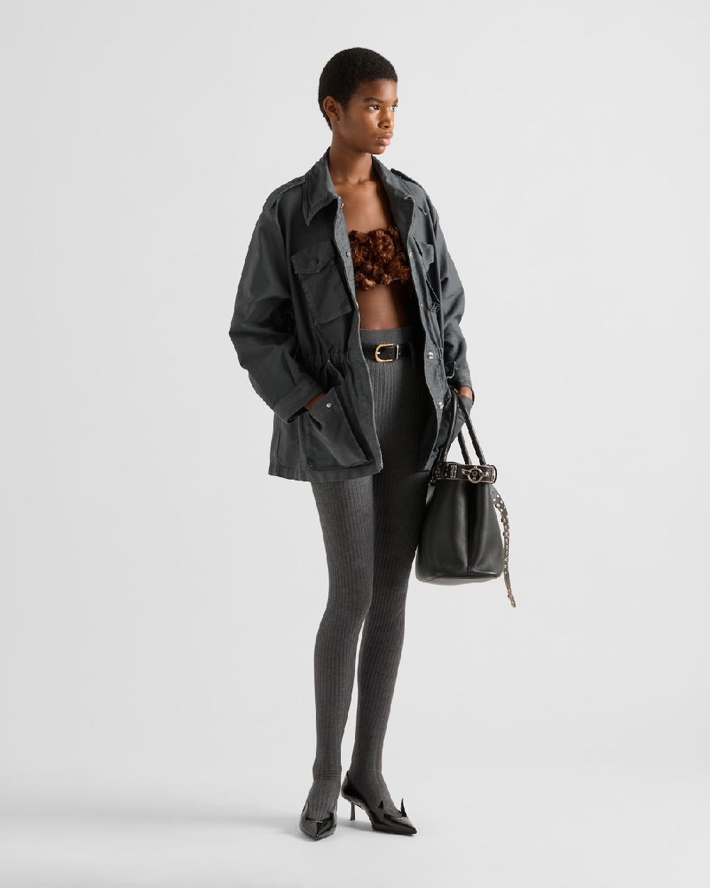 Prada Top bandeau de organza bordada