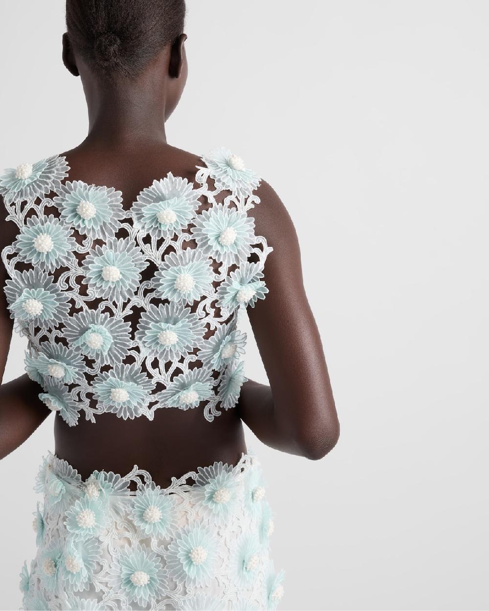 Prada Top De Guipur Con Bordado Dahlia